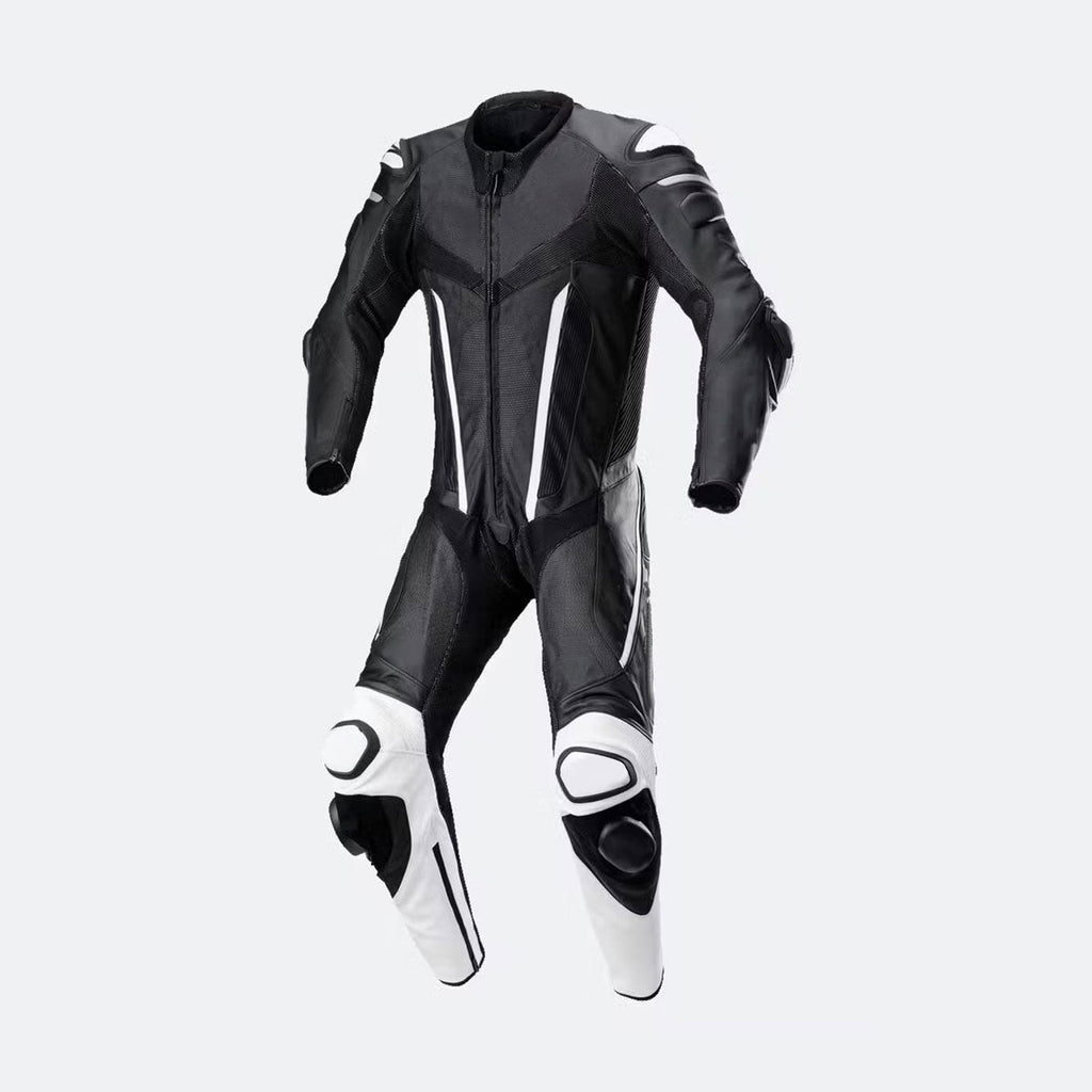 StealthPro Black & White Leather Biker Suit