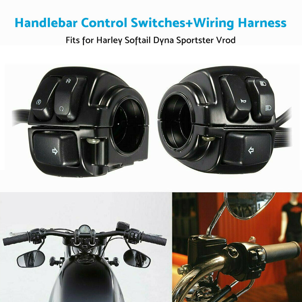 Motorcycle Handlebar Control Switches With Wiring Harness Suitable For Harley Dyna & V-Rod-4