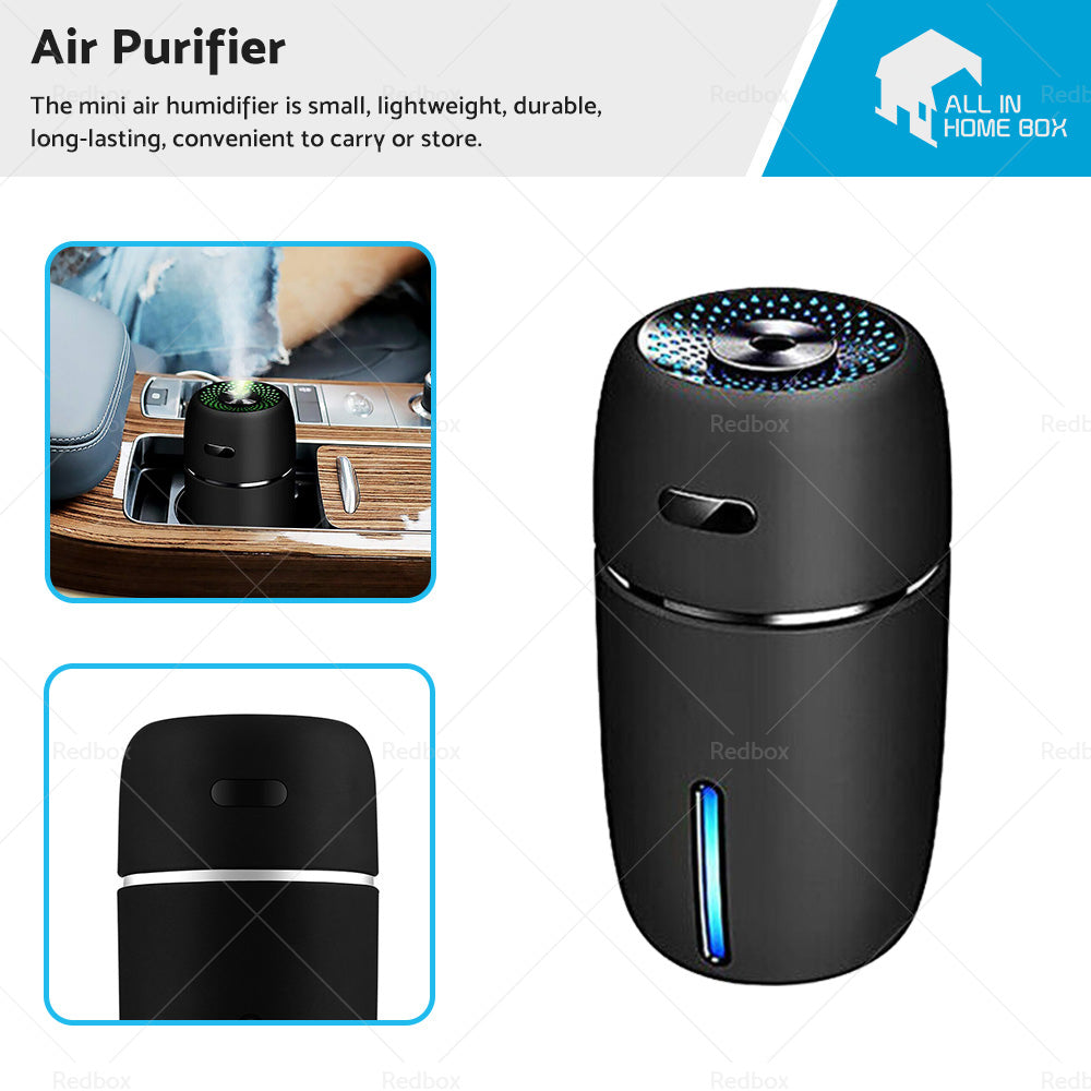 USB Car Air Purifier Diffuser Aroma Humidifier Mist LED Night Light Suitable For Home & Car