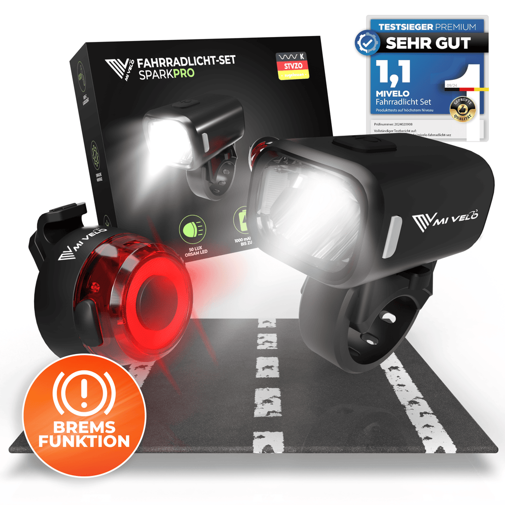 Mivelo Fahrradlampen Set SPARK PRO USB