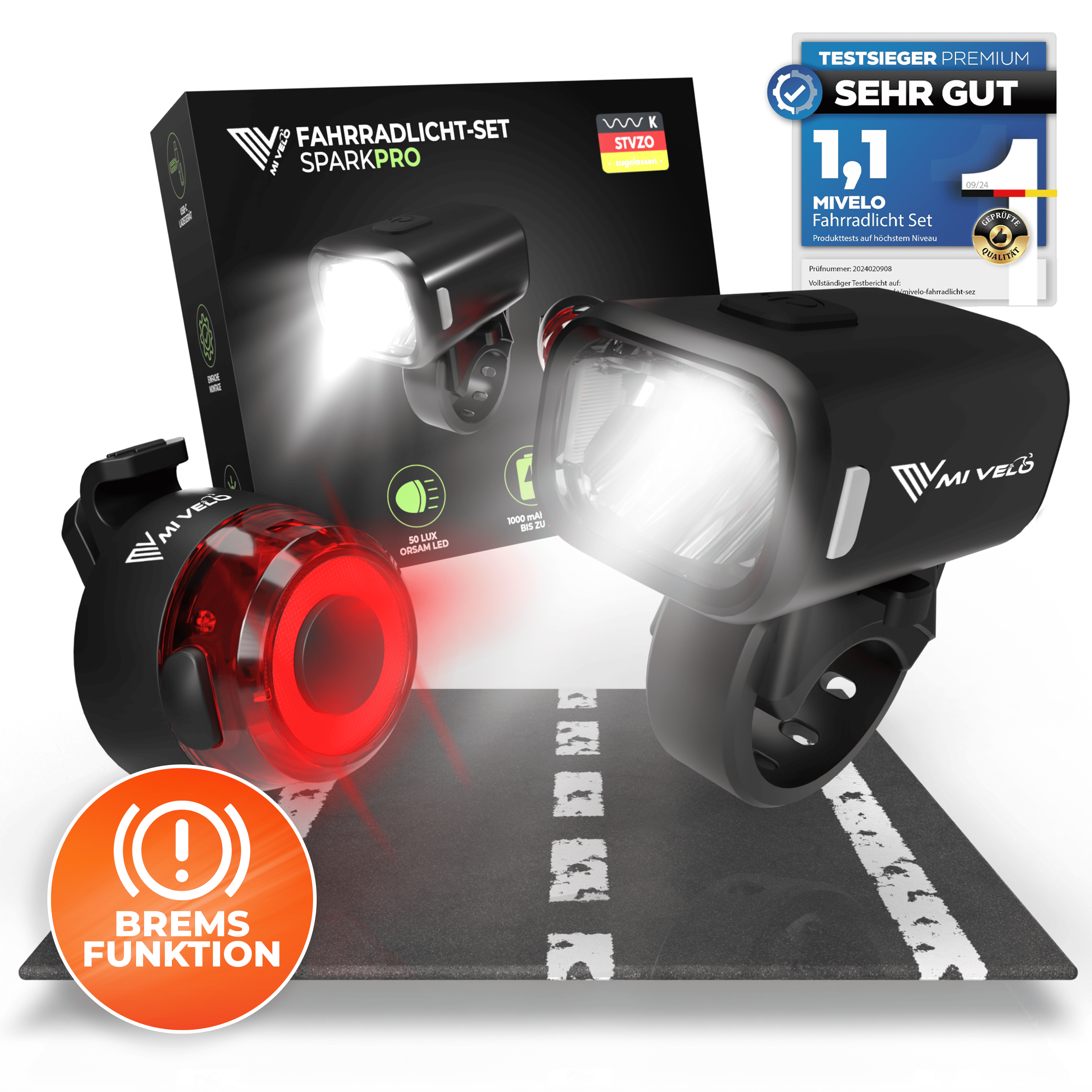 Mivelo Fahrradlampen Set SPARK PRO USB
