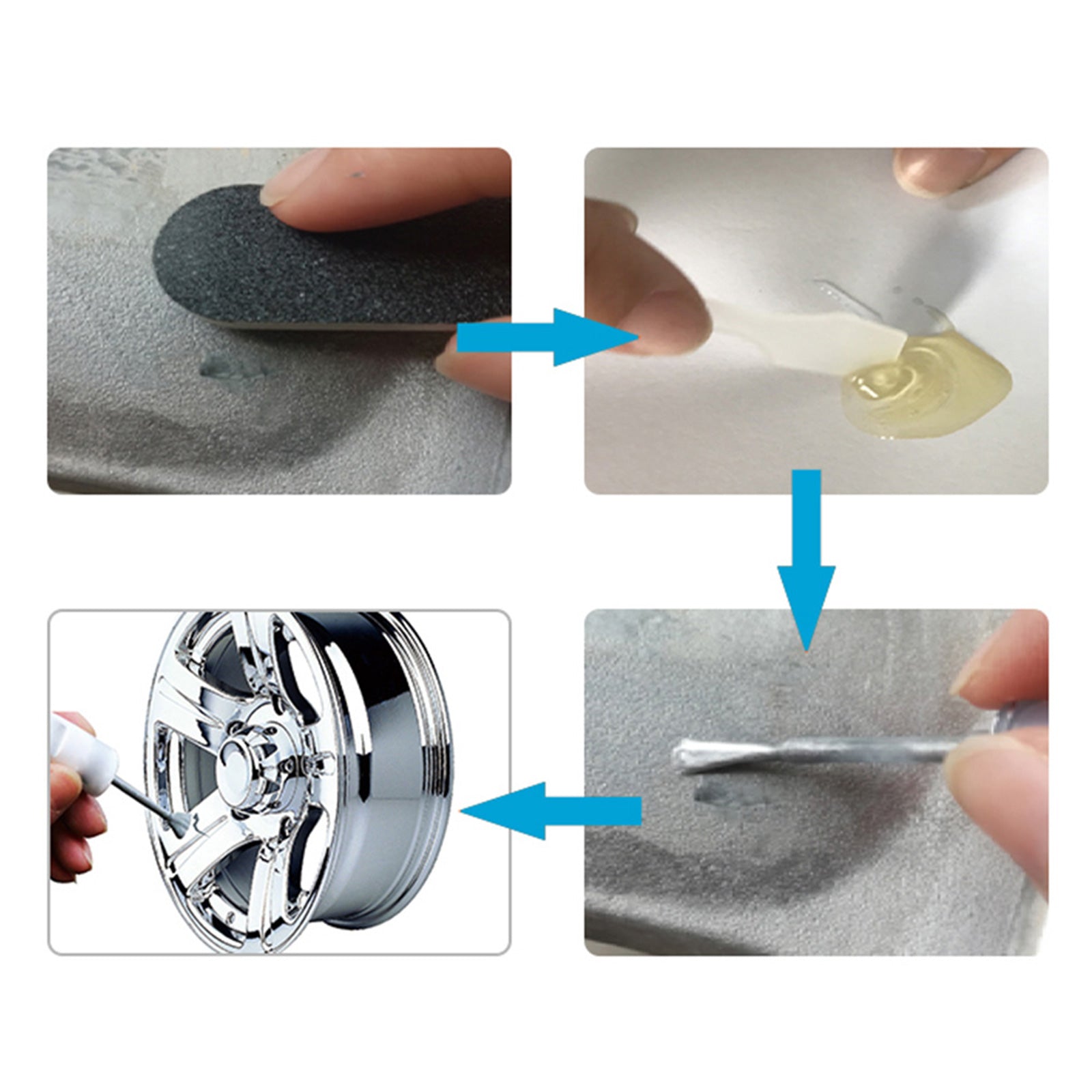 Silver Alloy Wheel Rim Scratch Repair Kit Tool Set Suitable For Car Kerb Damage
