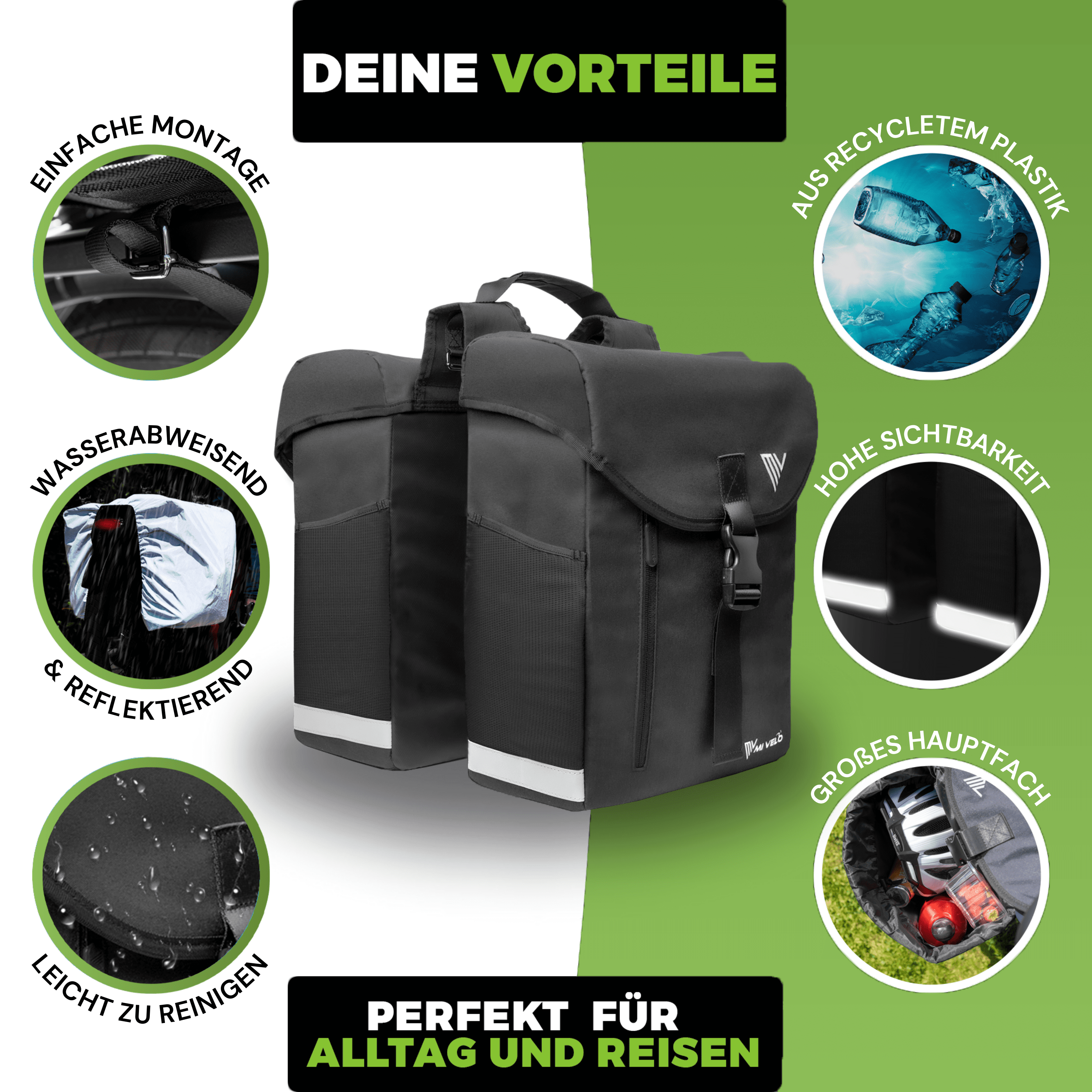 Mivelo Fahrrad Doppeltasche "DUPLEX" 36L