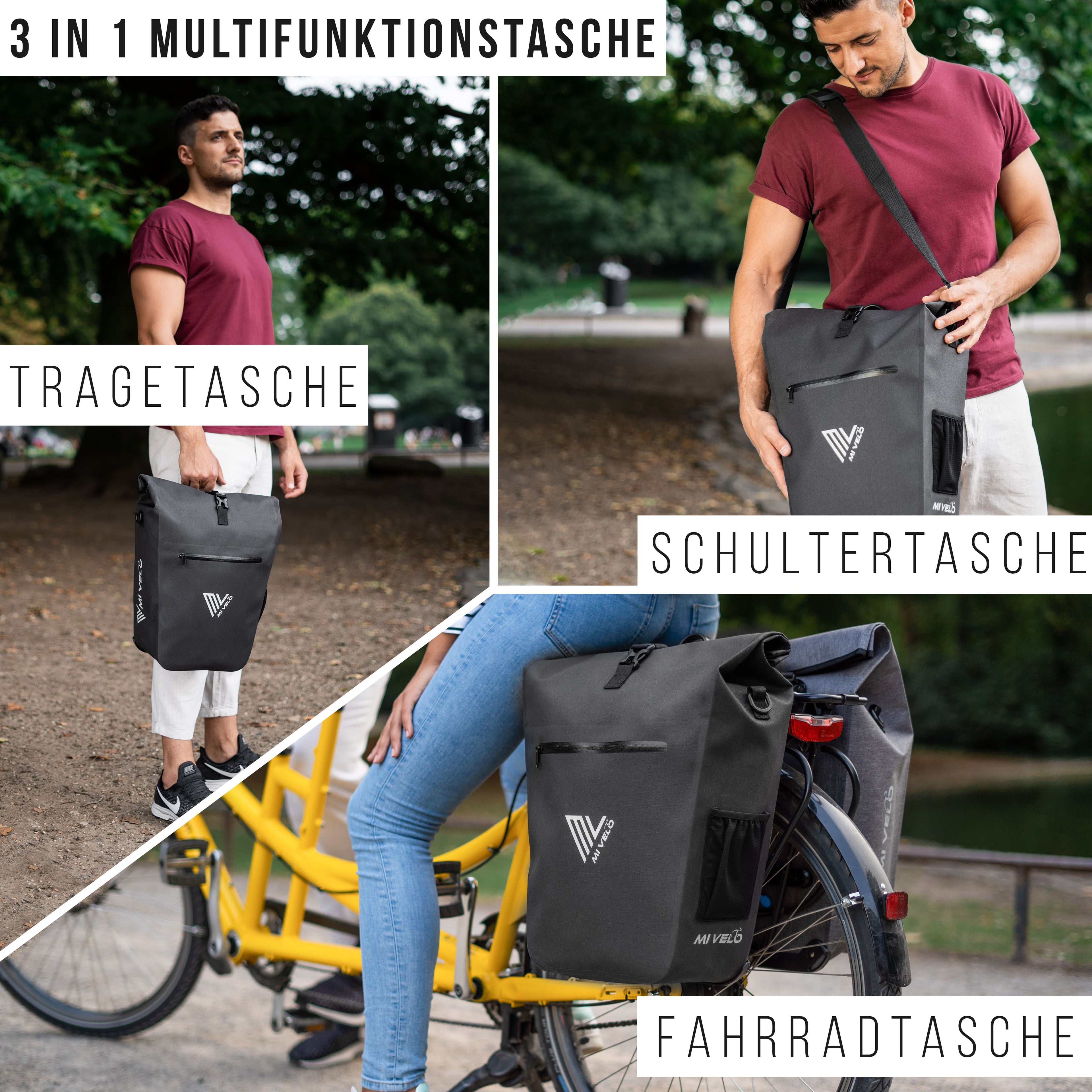 Mivelo Fahrradtasche 2in1 "CAPAX" 25L wasserdicht