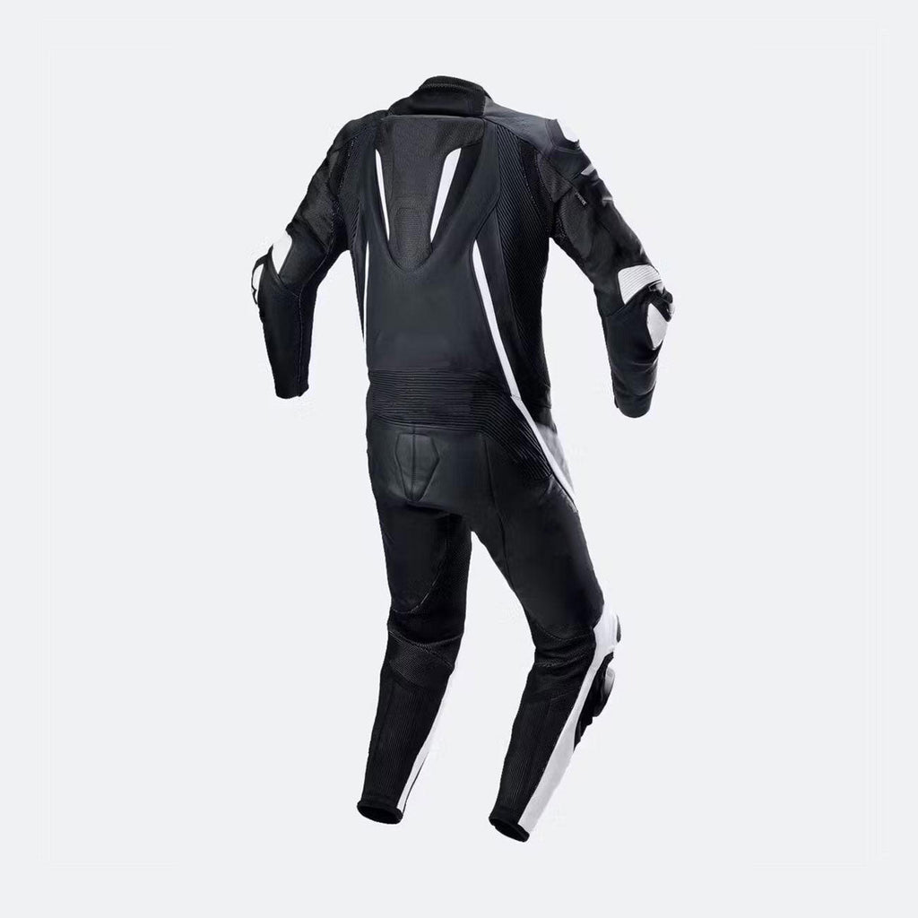 StealthPro Black & White Leather Biker Suit