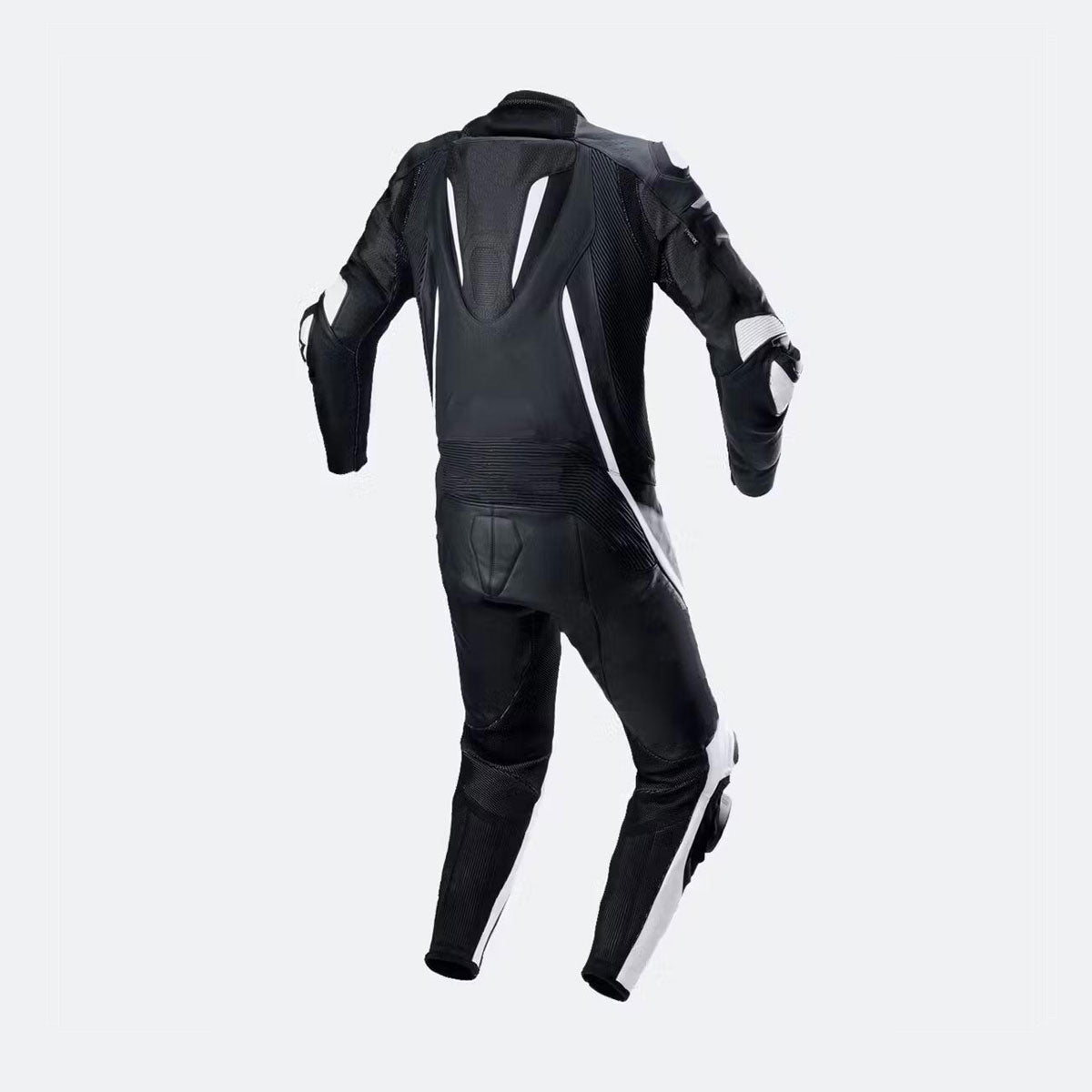 StealthPro Black & White Leather Biker Suit