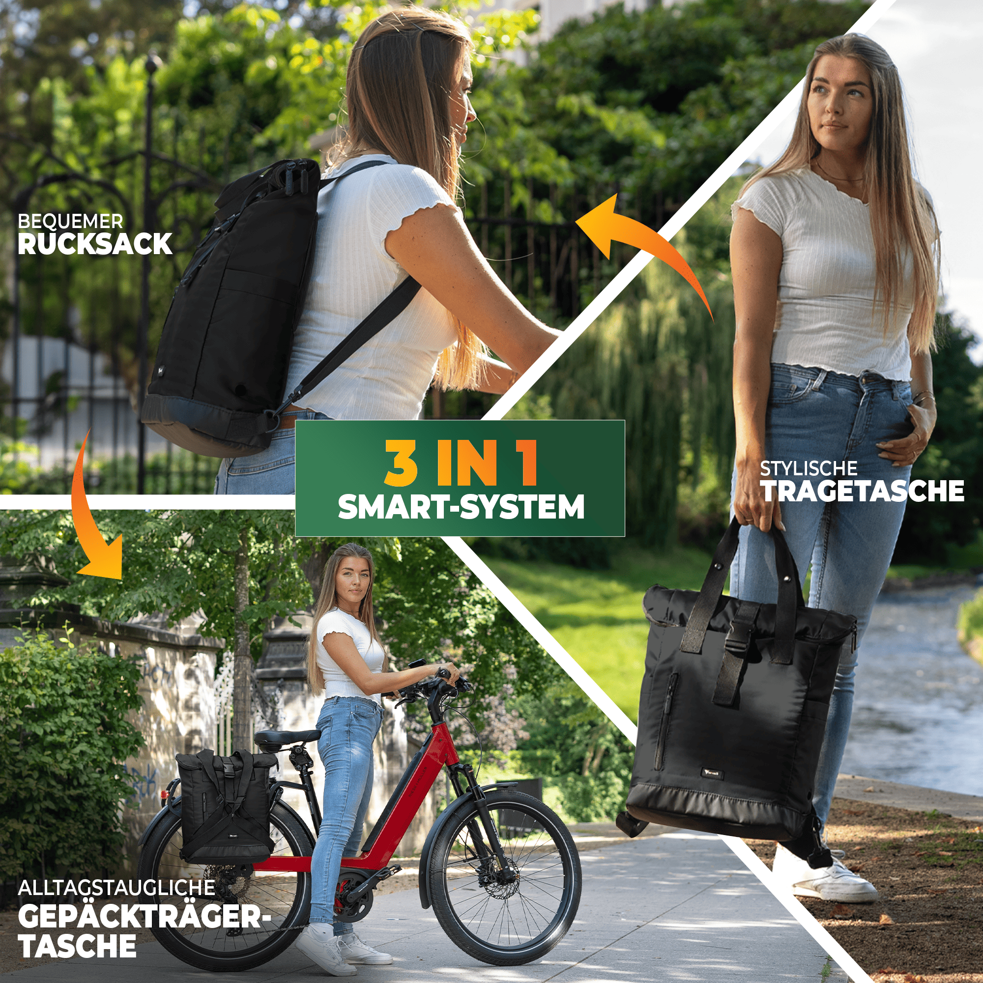 Mivelo Fahrradrucksack "Maya" mit klappbarem Rückenteil