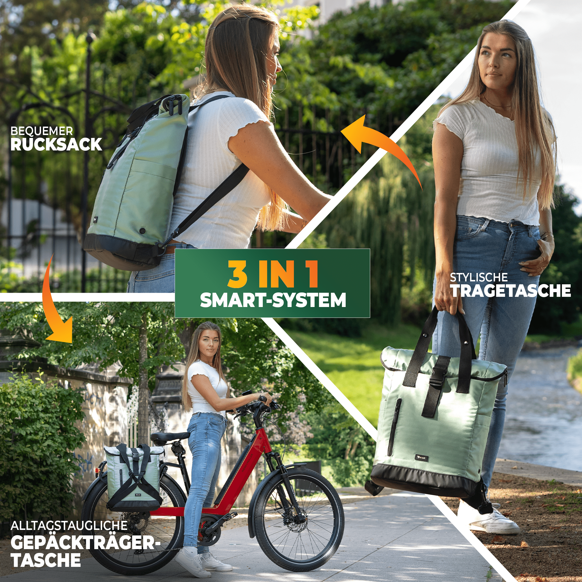Mivelo Fahrradrucksack "Maya" mit klappbarem Rückenteil