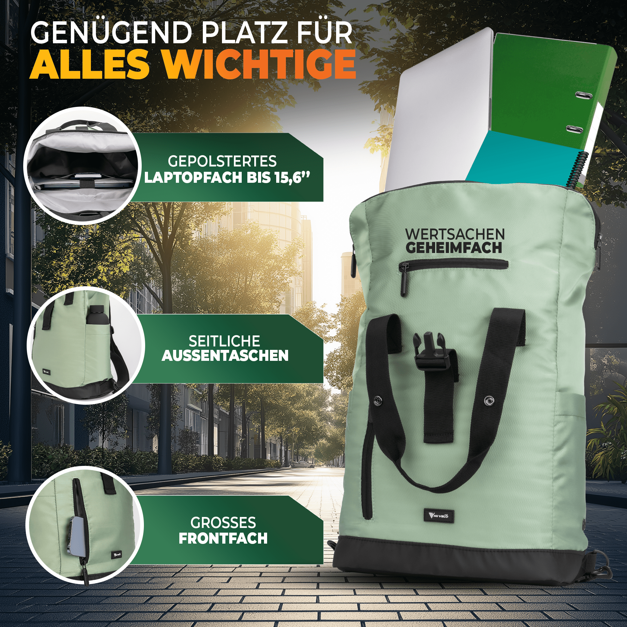 Mivelo Fahrradrucksack "Maya" mit klappbarem Rückenteil