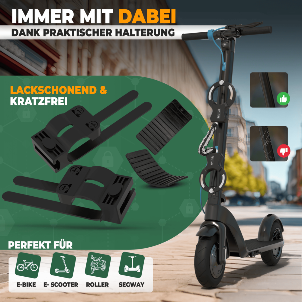 Mivelo Handschellenschloss für E-Scooter & Fahrrad inkl. Lenkertasche