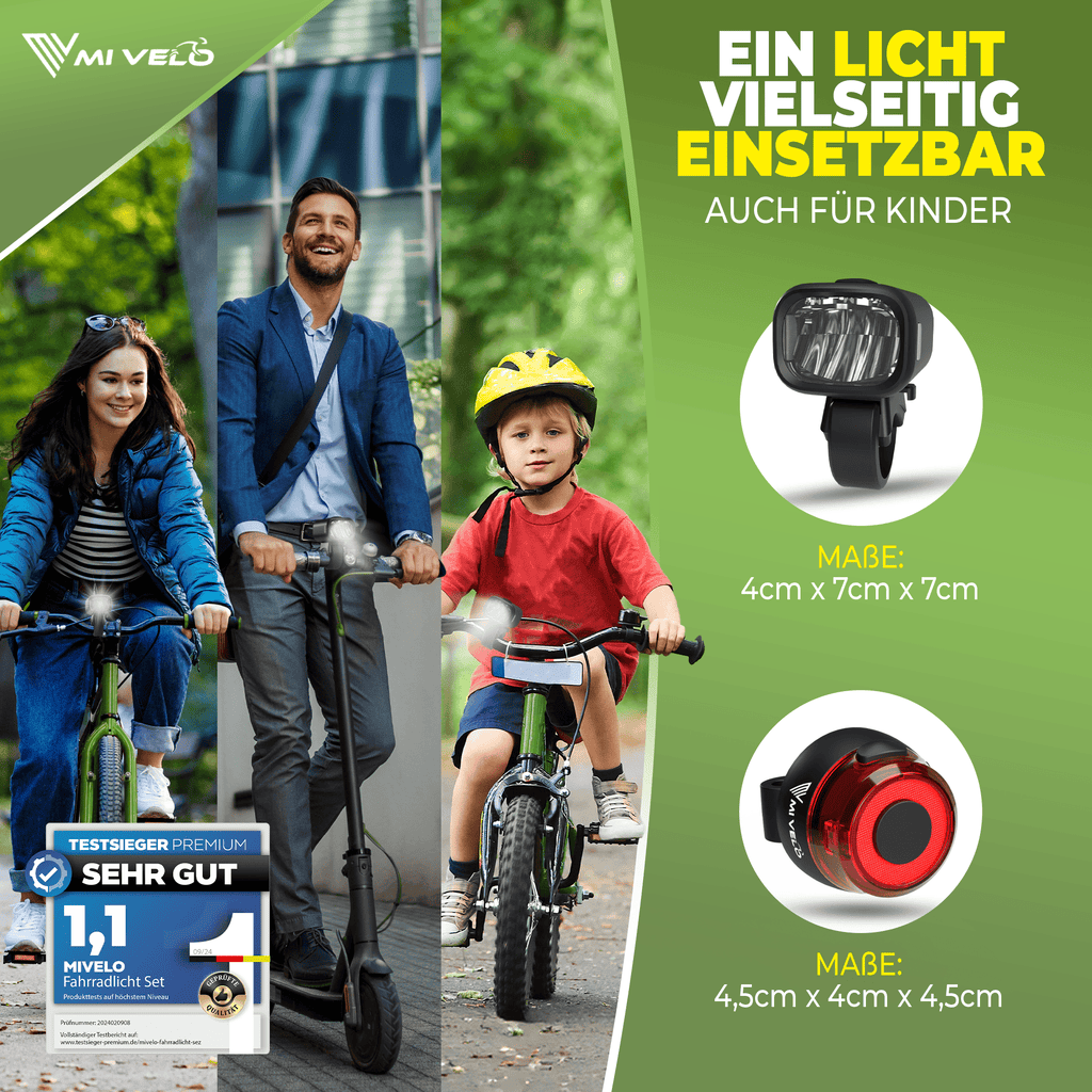Mivelo Fahrradlampen Set SPARK PRO USB