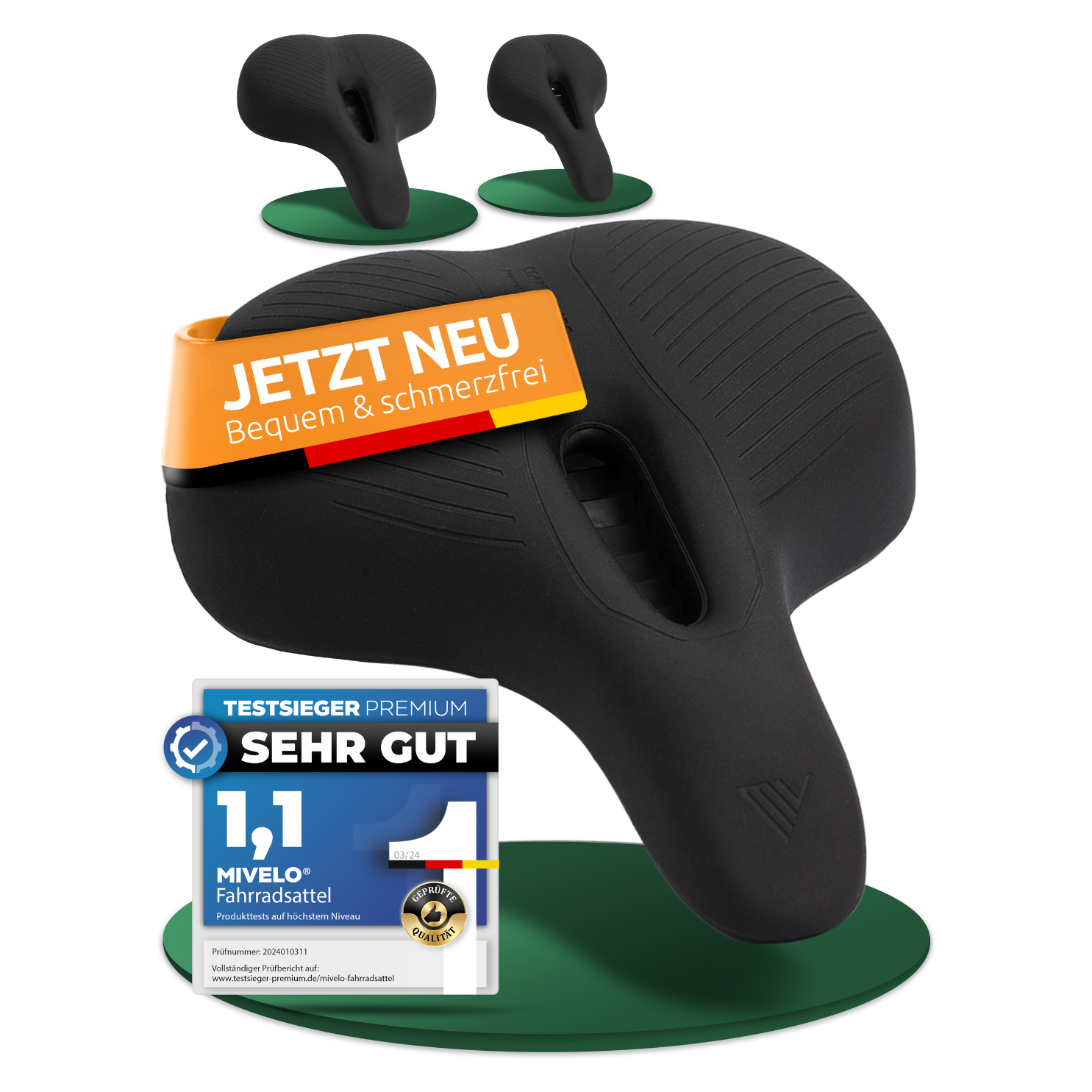 Mivelo Fahrradsattel Comfort Pro City Memory Foam