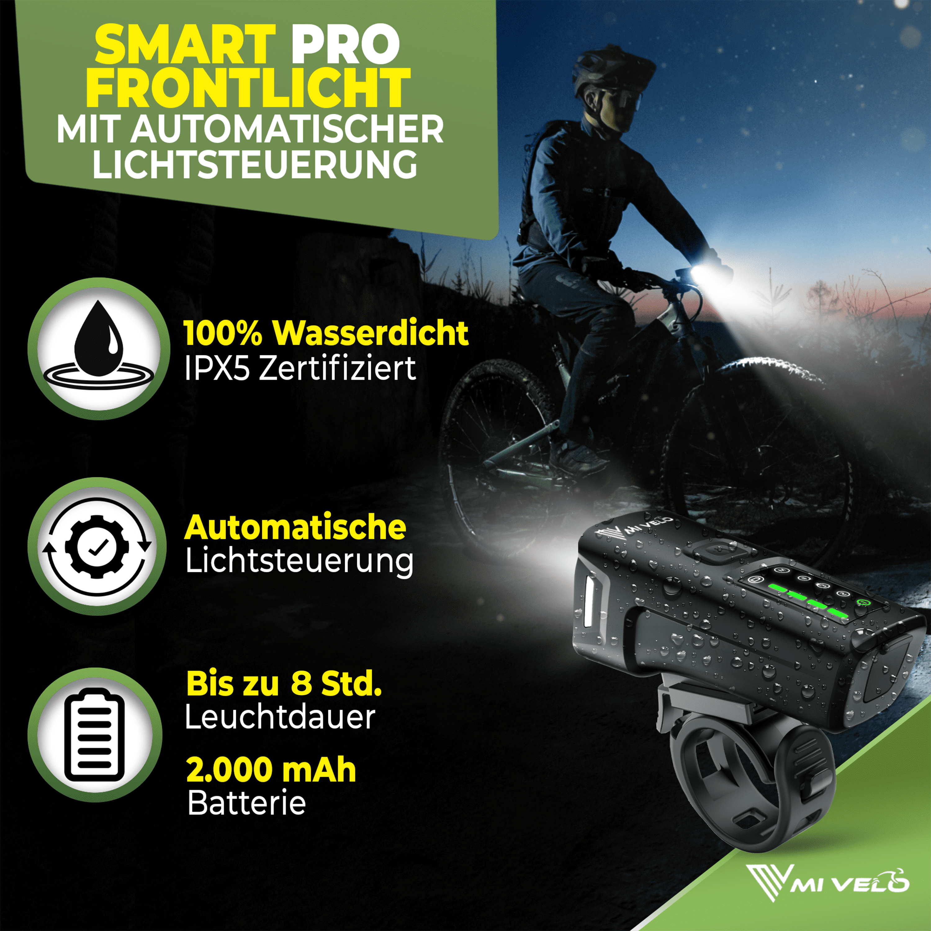 Mivelo Fahrradlicht-Set SMART PRO