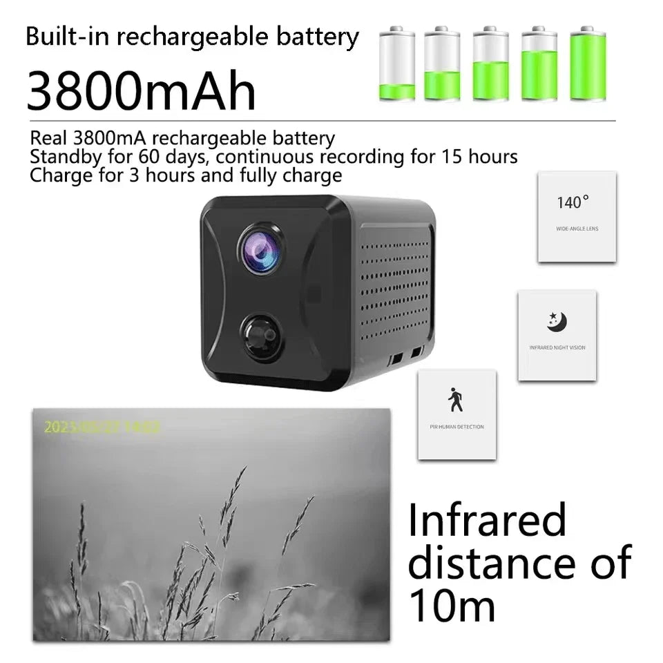 NNEOBA Mini 4G Security Camera WiFi Ultra HD CCTV