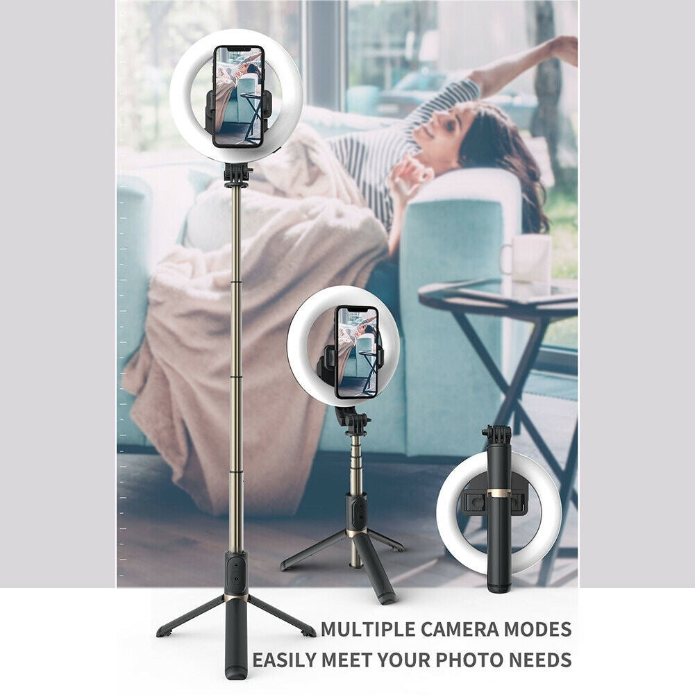 NNEDSZ Q07 Bluetooth Ring Light Selfie Stick and Tripod stand