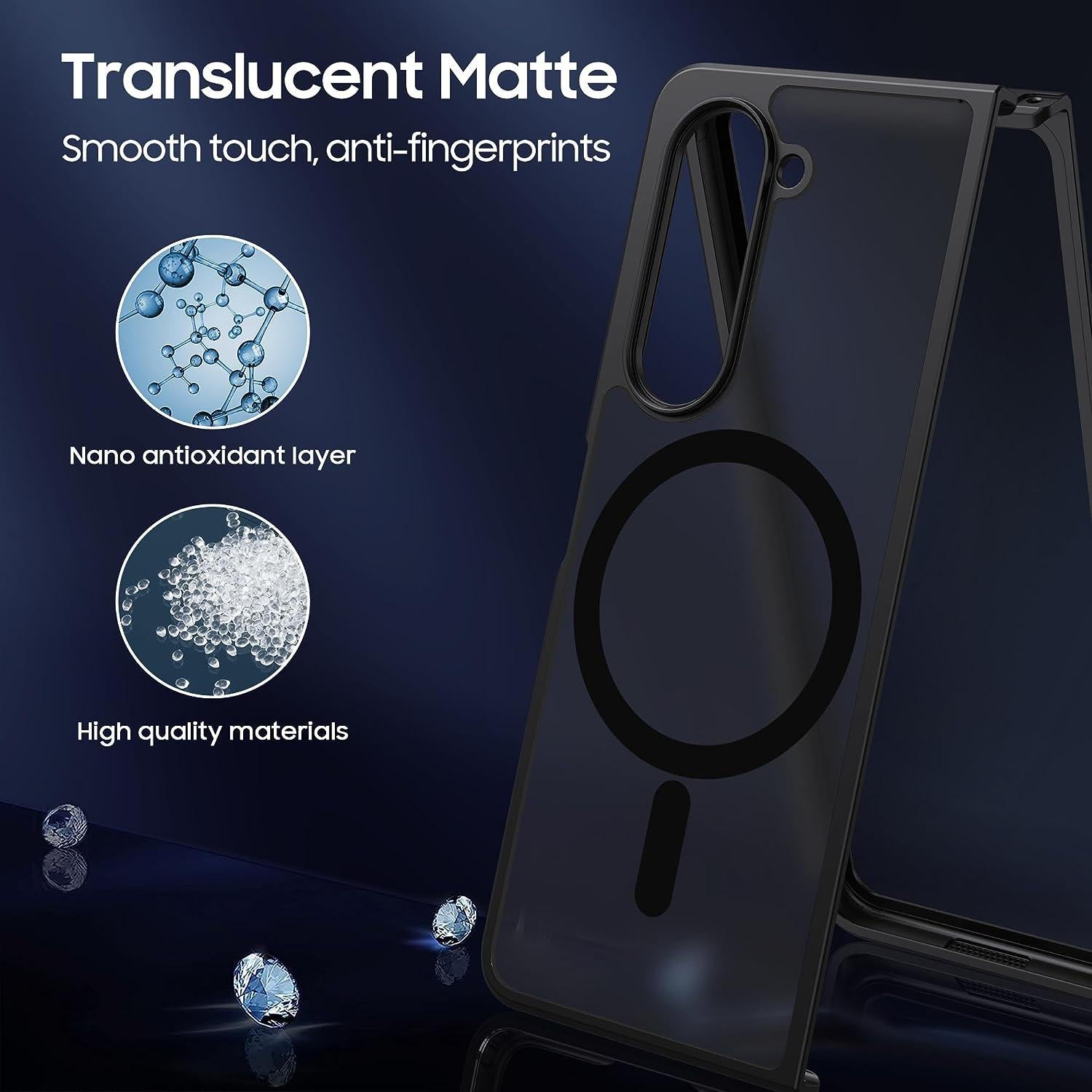 NNEDSZ Ultra-Thin Translucent Magsafe Case For Samsung Galaxy Z Fold4 - Black