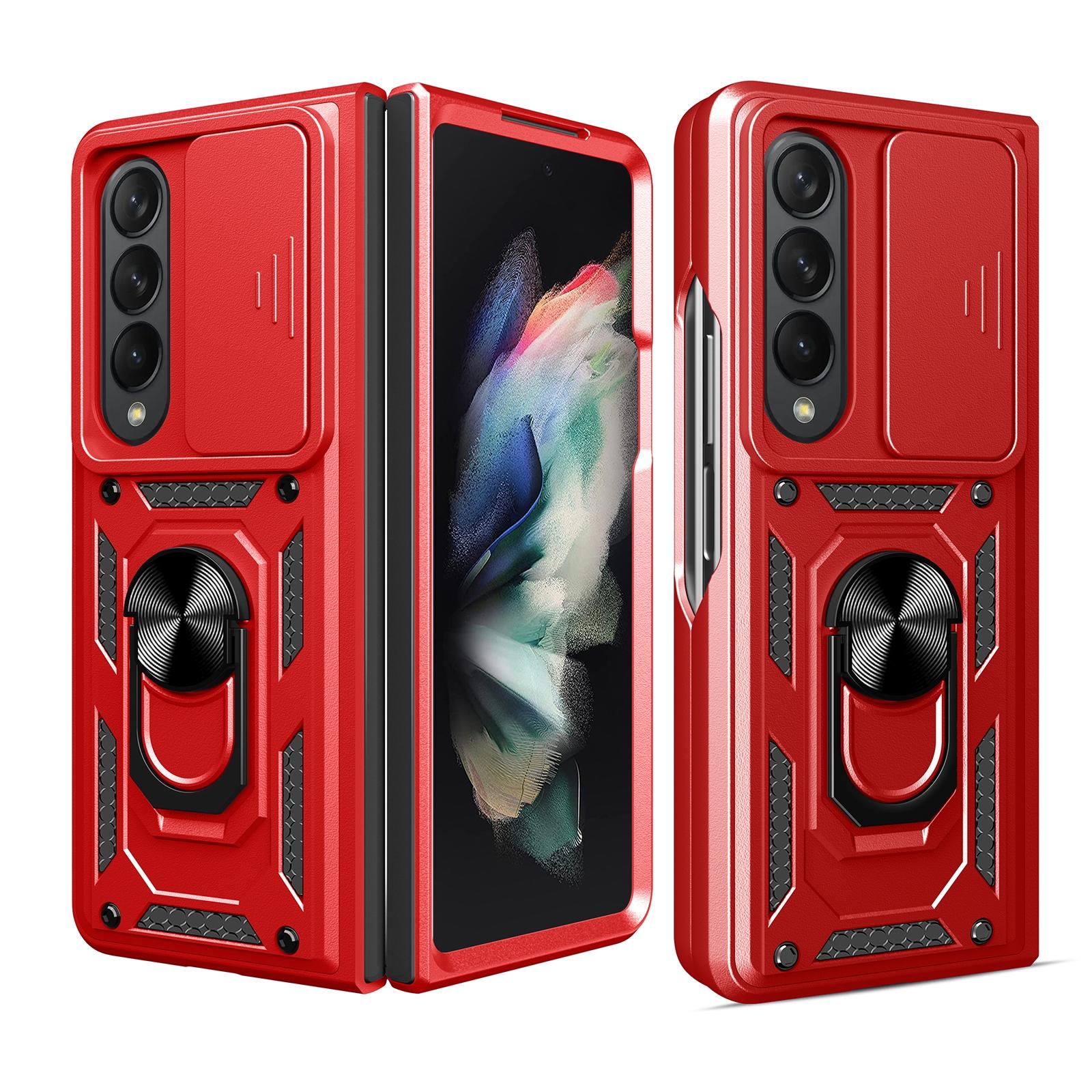 NNEDSZ Samsung Galaxy Z Fold 4 Tpu Pc Case With Sliding Camera Cover - Red
