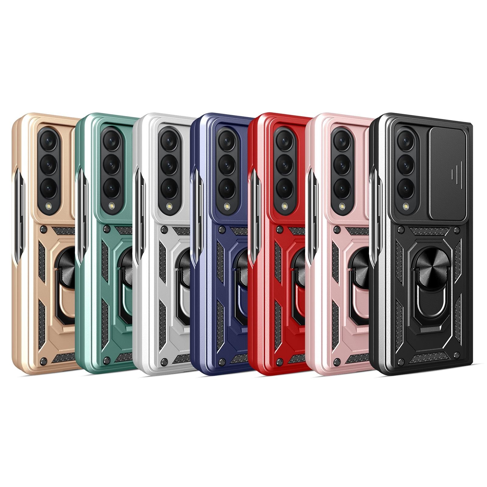 NNEDSZ Samsung Galaxy Z Fold 4 Tpu Pc Case With Sliding Camera Cover - Red