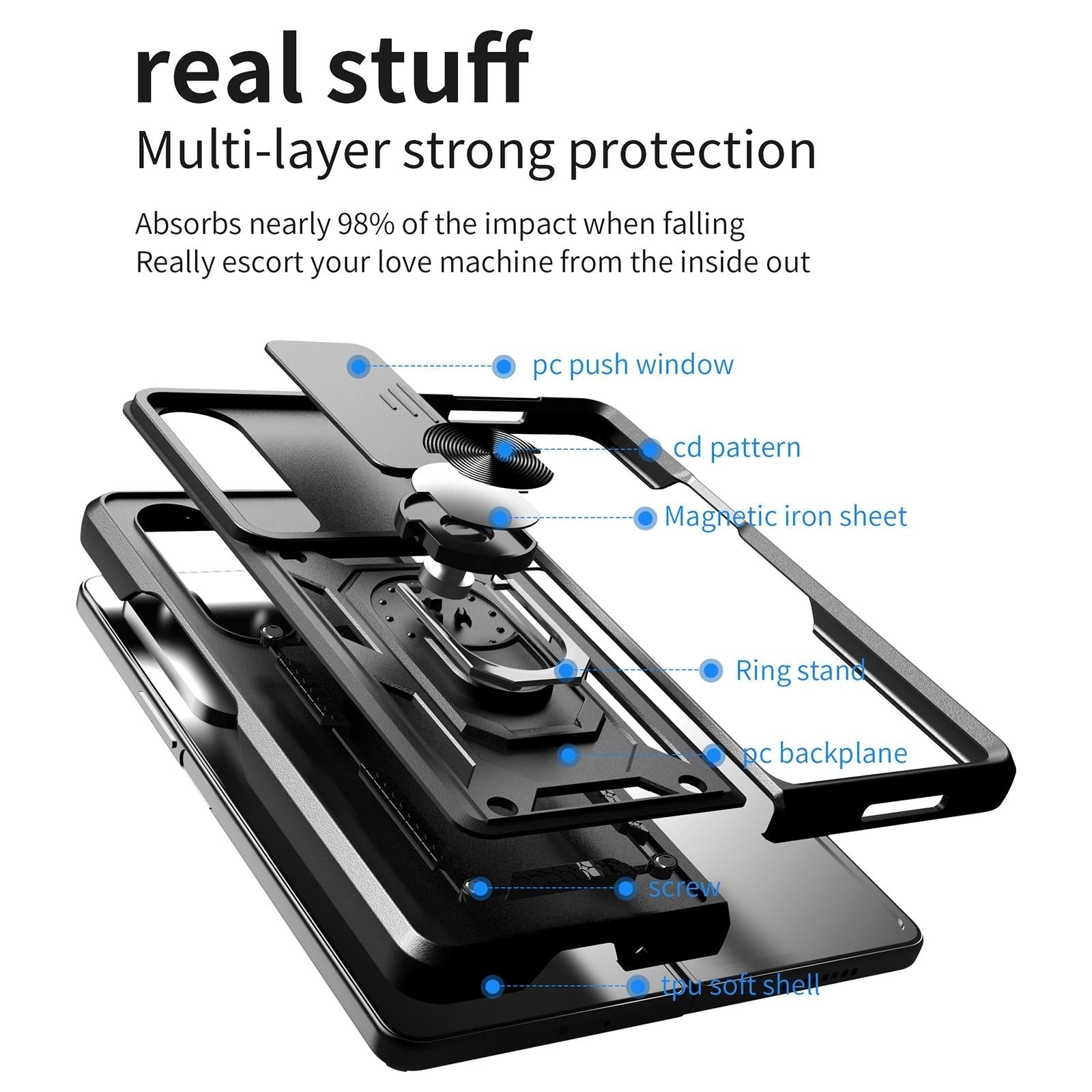 NNEDSZ Samsung Galaxy Z Fold 4 Tpu Pc Case With Sliding Camera Cover - Red