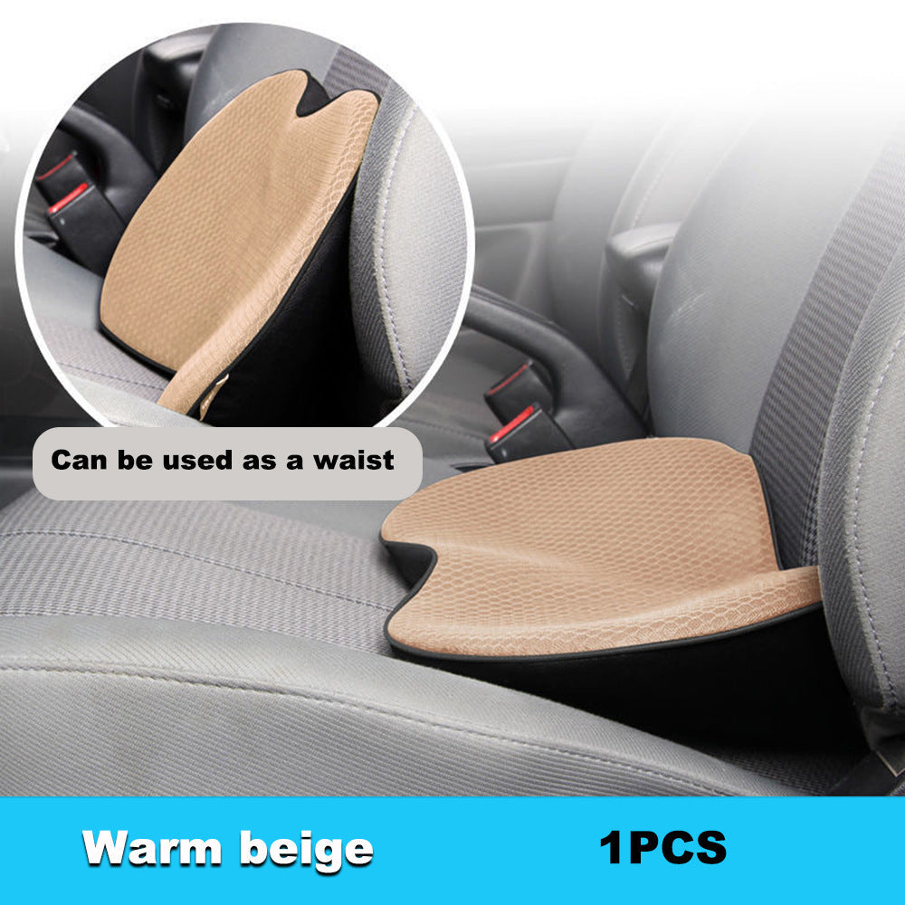 NNEDSZ Khaki Mini Car Seat Cushion - Memory Foam Height-Boost Cushion with Removable Mesh Cover - Driver Seat Pad for All Seasons