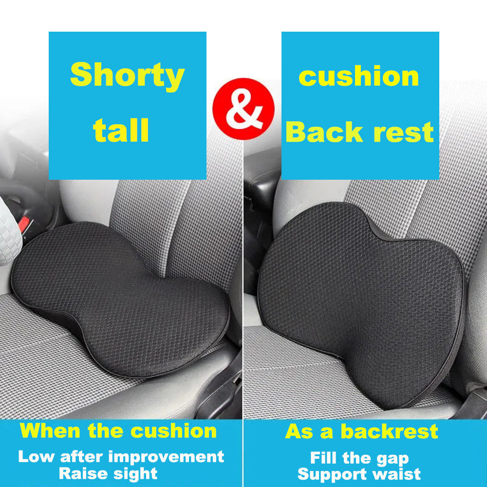 NNEDSZ Khaki Mini Car Seat Cushion - Memory Foam Height-Boost Cushion with Removable Mesh Cover - Driver Seat Pad for All Seasons
