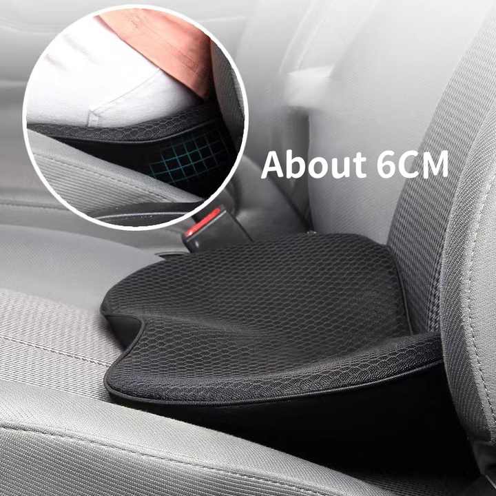 NNEDSZ Khaki Mini Car Seat Cushion - Memory Foam Height-Boost Cushion with Removable Mesh Cover - Driver Seat Pad for All Seasons