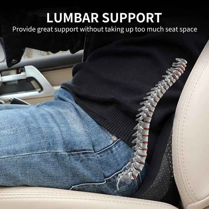 NNEDSZ Khaki Mini Car Seat Cushion - Memory Foam Height-Boost Cushion with Removable Mesh Cover - Driver Seat Pad for All Seasons