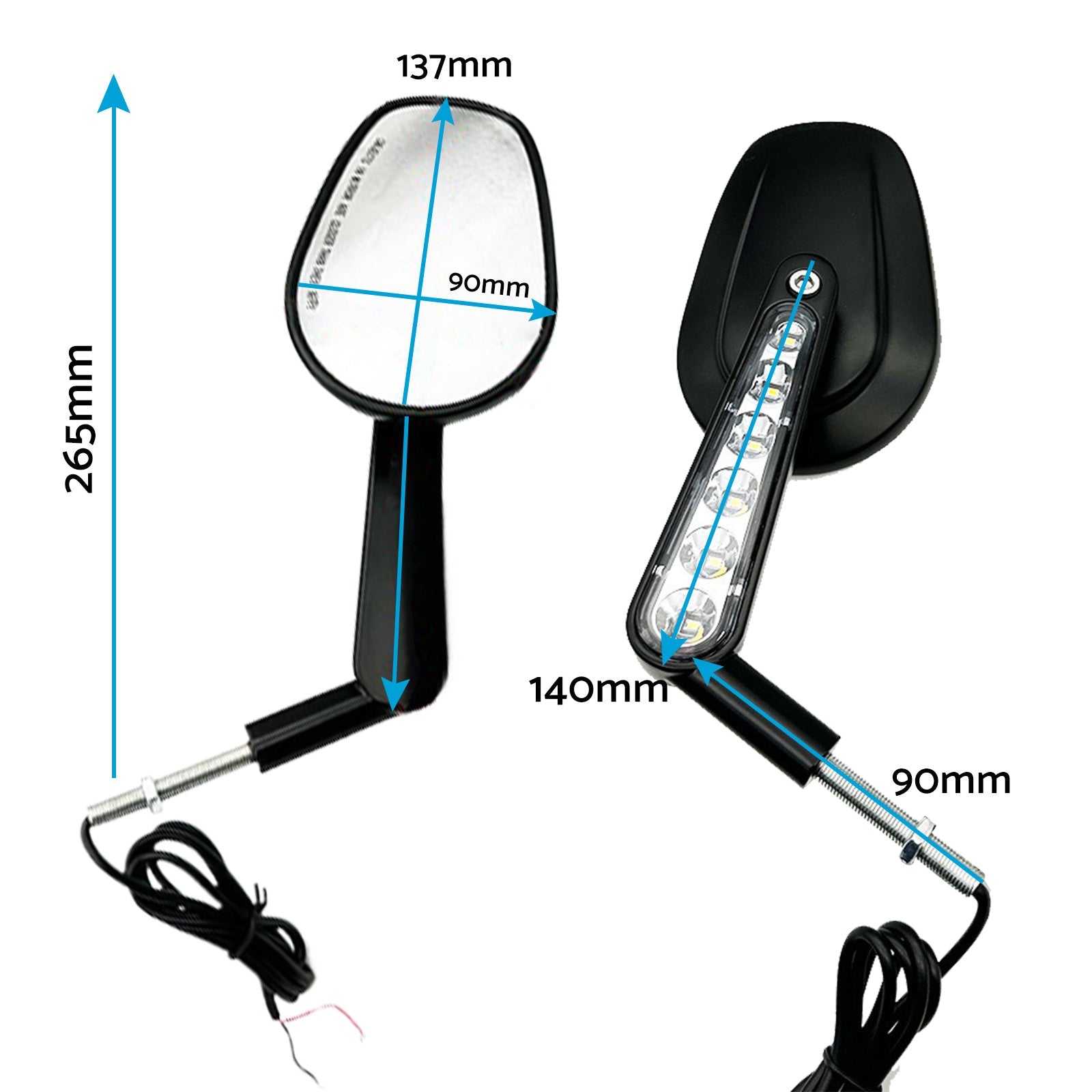 2x Rear View Mirrors LED Turn Signals Muscle Suitablefor Harley Davidson V-Rod-1