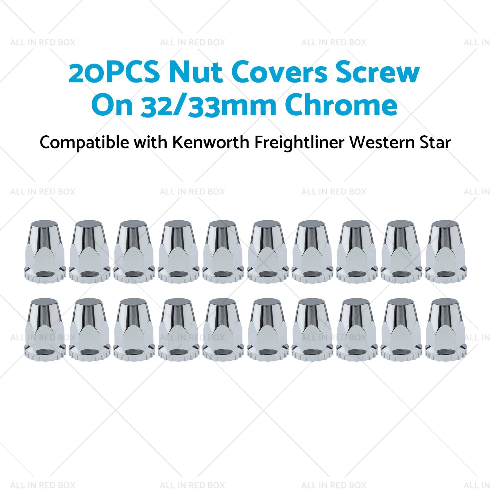 20x Nut Covers Screw Chrome 33mm Suitable for Kenworth Freightliner Western Star