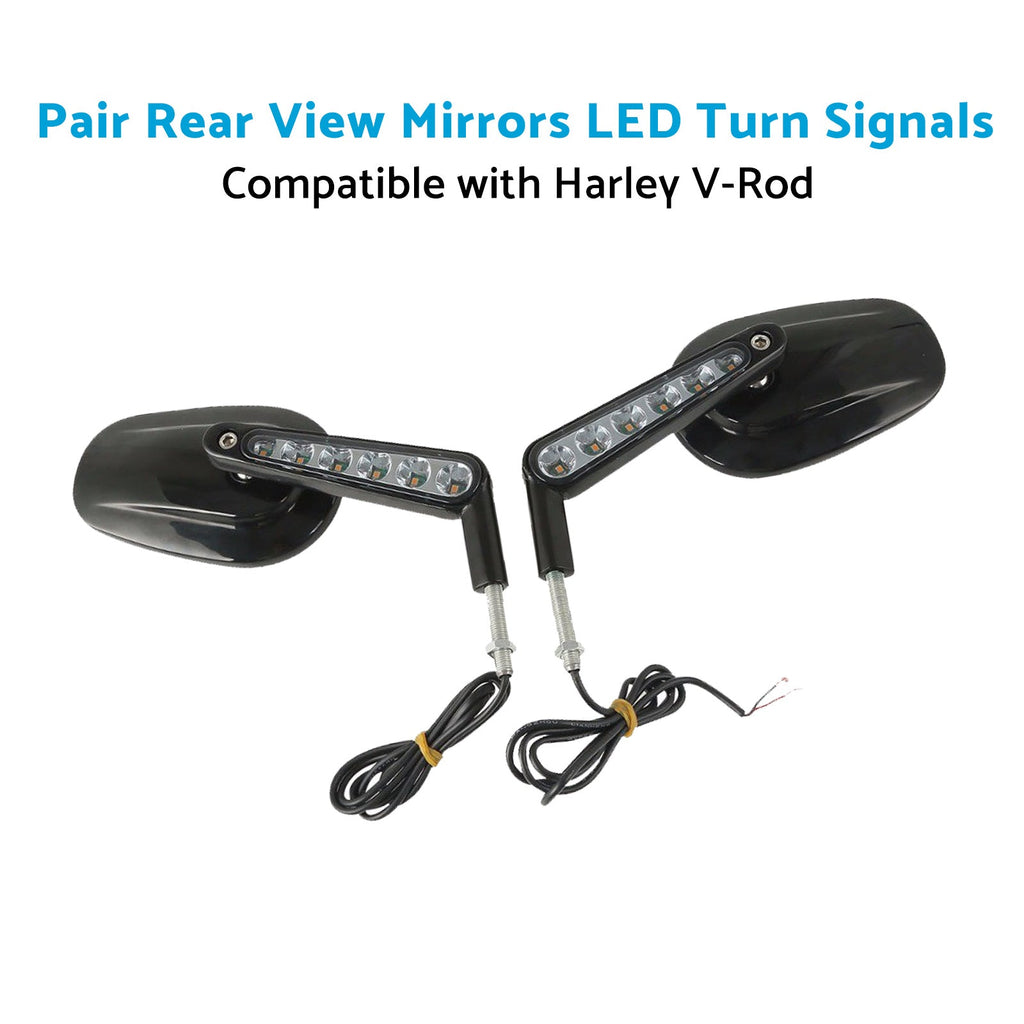 2x Rear View Mirrors LED Turn Signals Muscle Suitablefor Harley Davidson V-Rod-2