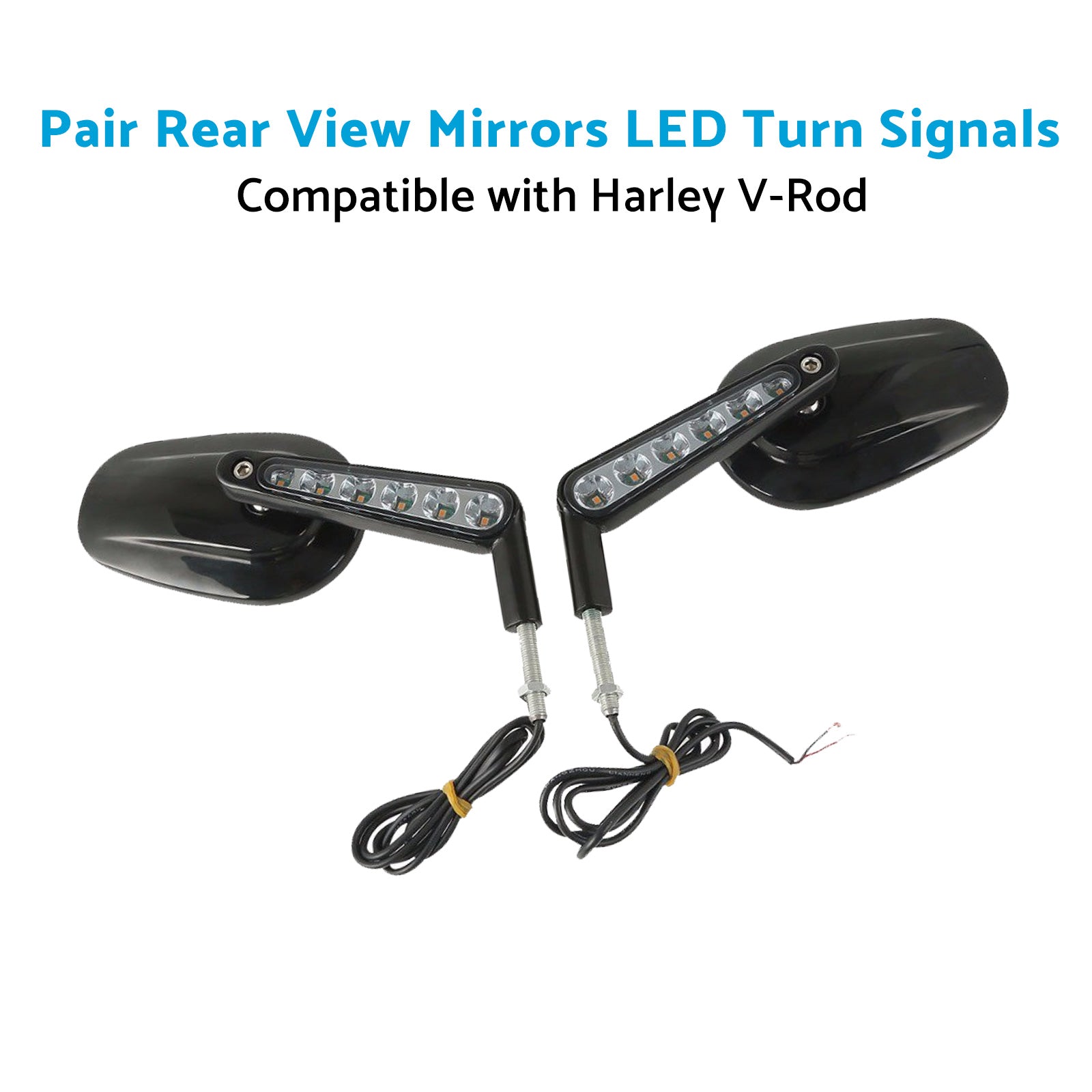 2x Rear View Mirrors LED Turn Signals Muscle Suitablefor Harley Davidson V-Rod-2