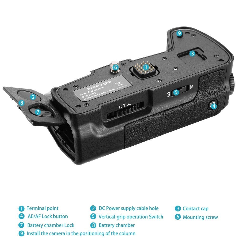 Camera Vertical Battery Grip Replacement for the Original DMW-BGG1for Panasonic G80 G85 Camera
