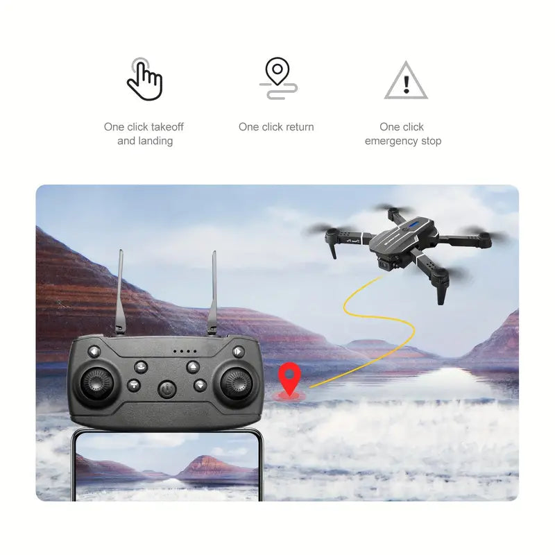 NNETM E88 Quadcopter UAV Drone with Dual HD Cameras - Black (HD Dual Camera)