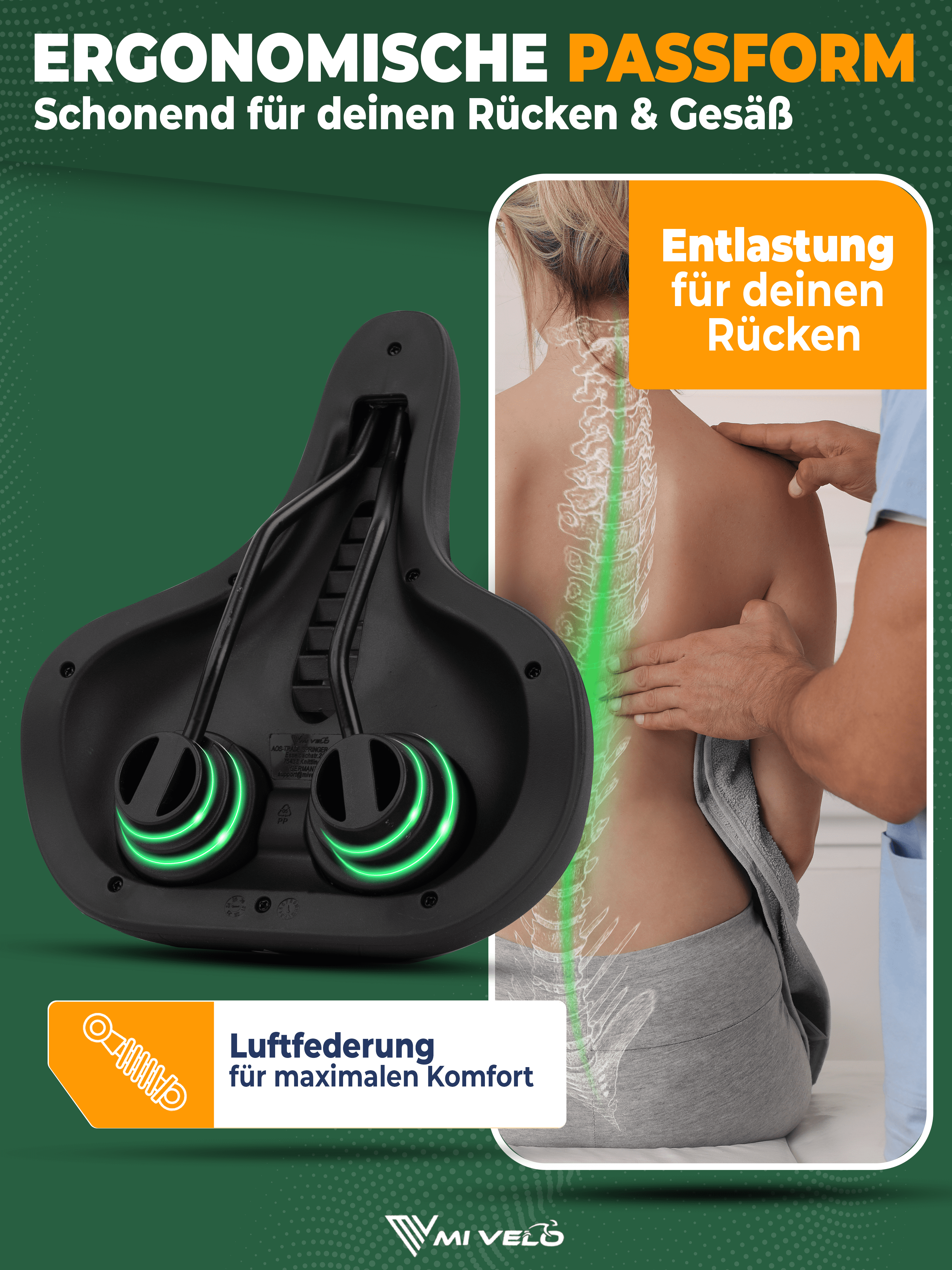 Mivelo Fahrradsattel Comfort Pro City Memory Foam