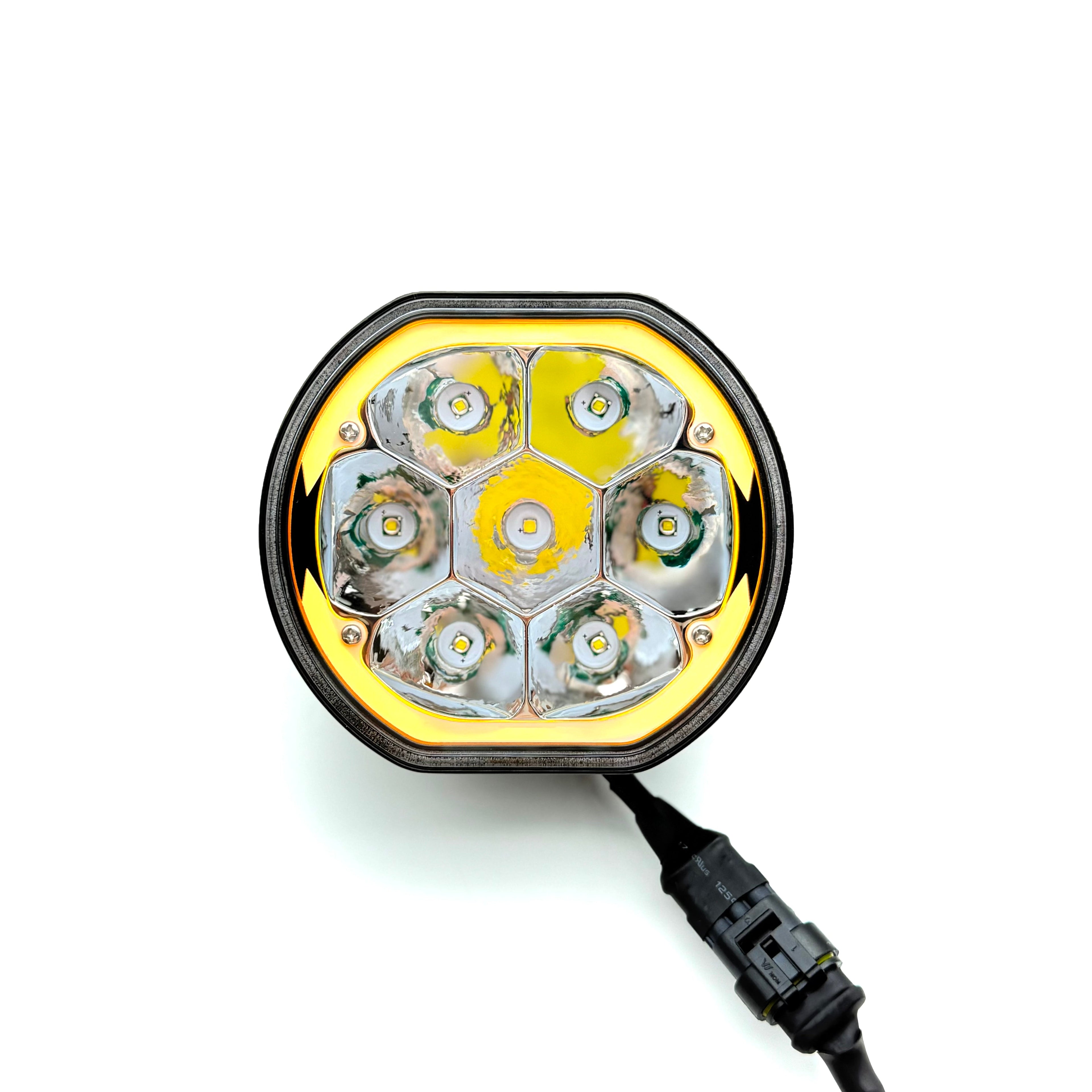 5" 45W Round LED Pod Lights with Amber DRL – Linkable LED Light Bar for Off-Road Truck, 4x4 Jeep, ATV, UTV