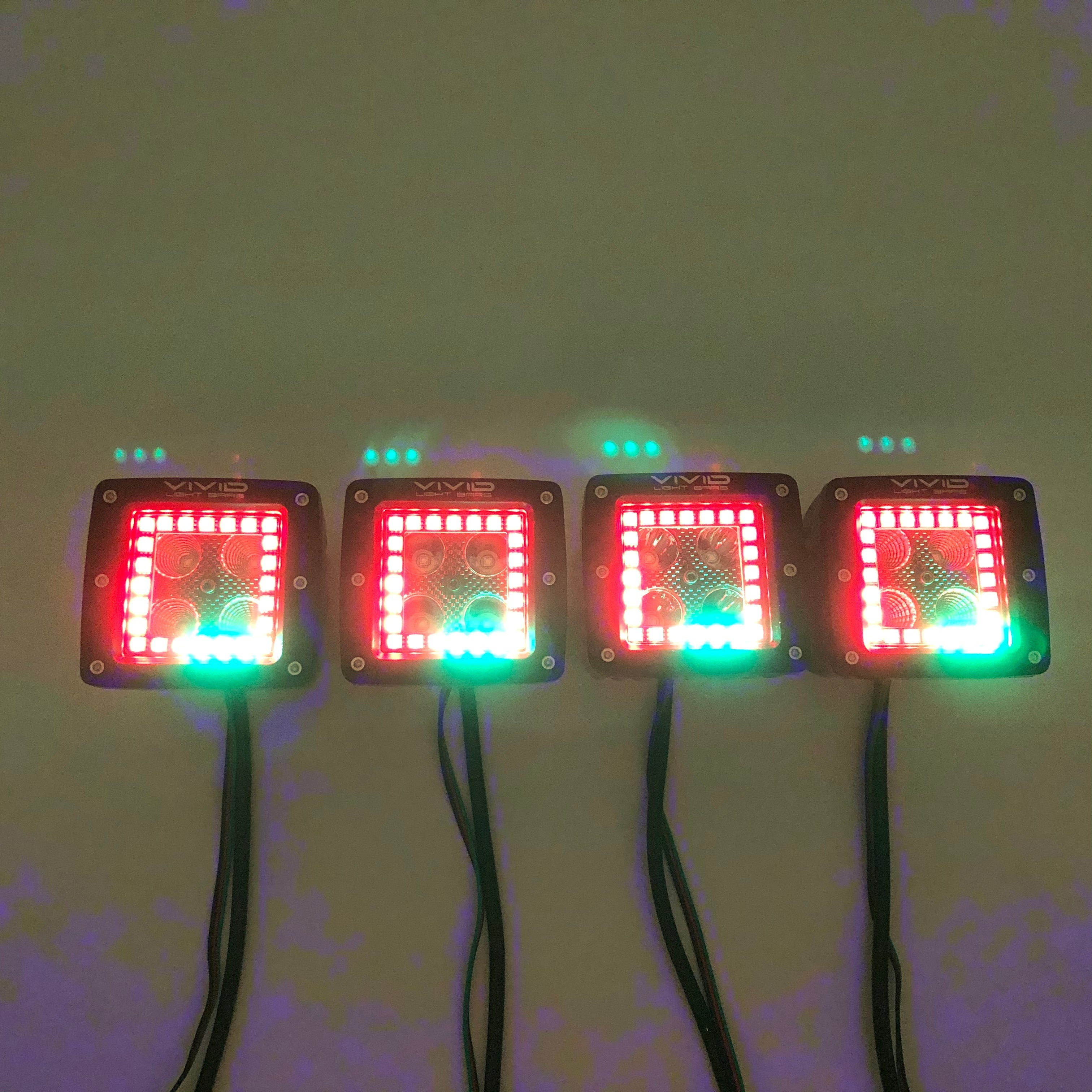 3.2'' Strobe LED Pods with RGBW Chasing Halo Rings