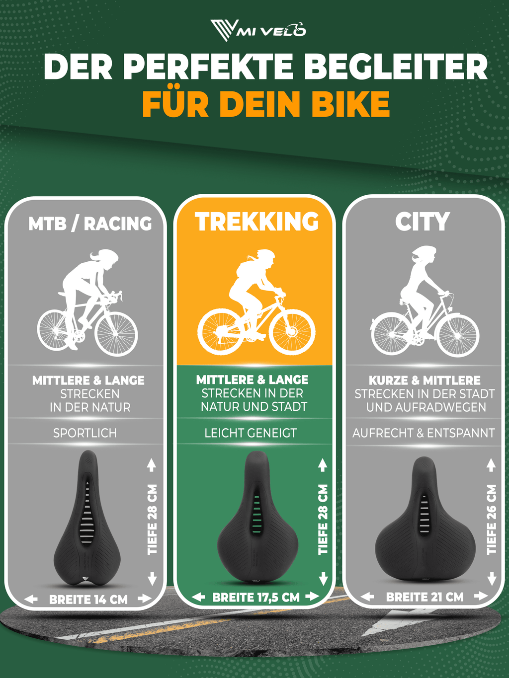 Mivelo Fahrradsattel Trekking Comfort Pro