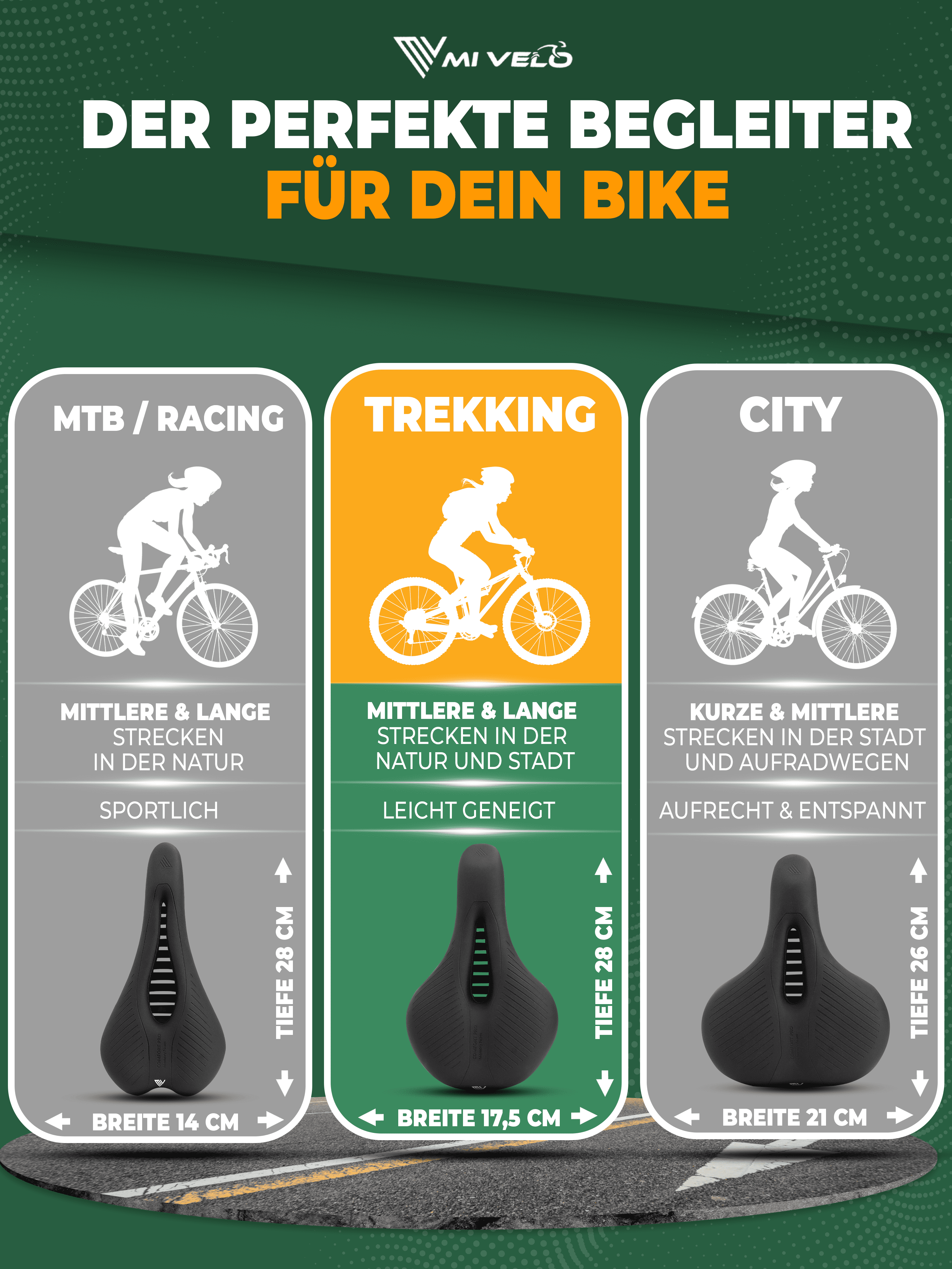 Mivelo Fahrradsattel Trekking Comfort Pro