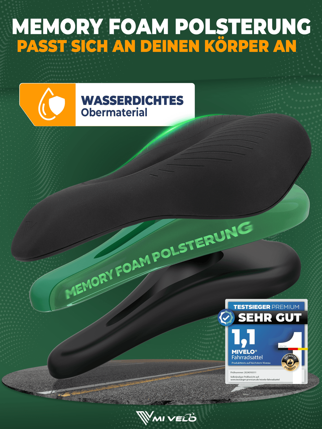 Mivelo Fahrradsattel Trekking Comfort Pro
