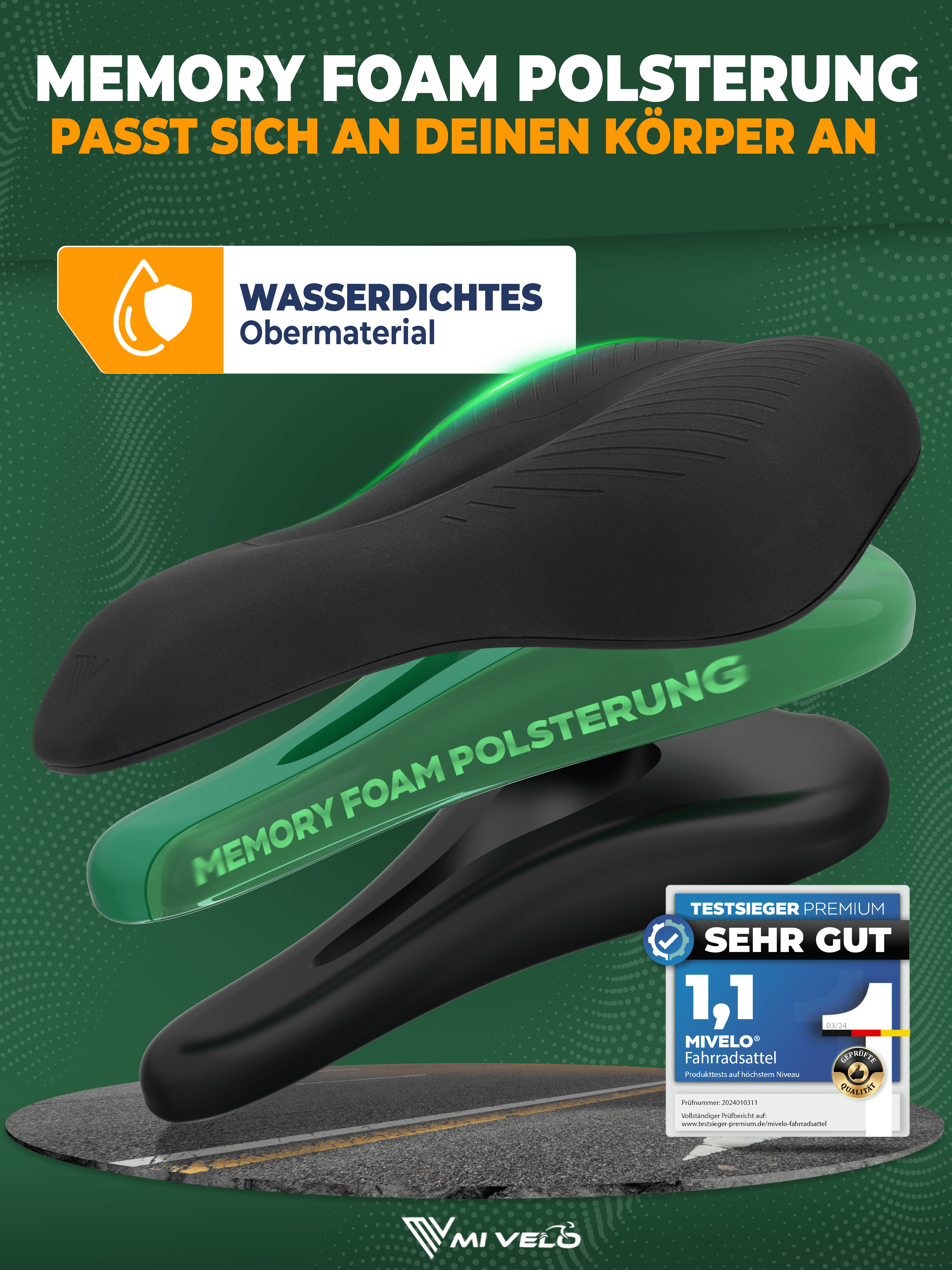 Mivelo Fahrradsattel Trekking Comfort Pro