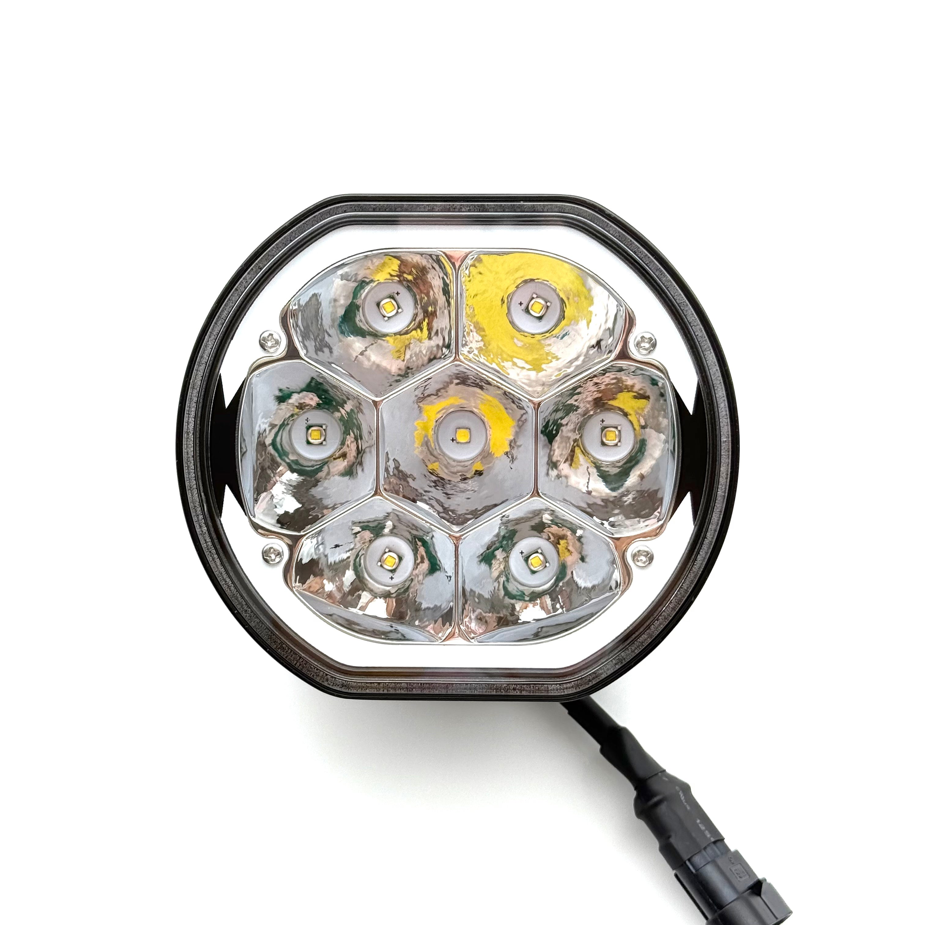 5" 45W Round LED Pod Lights with Amber DRL – Linkable LED Light Bar for Off-Road Truck, 4x4 Jeep, ATV, UTV