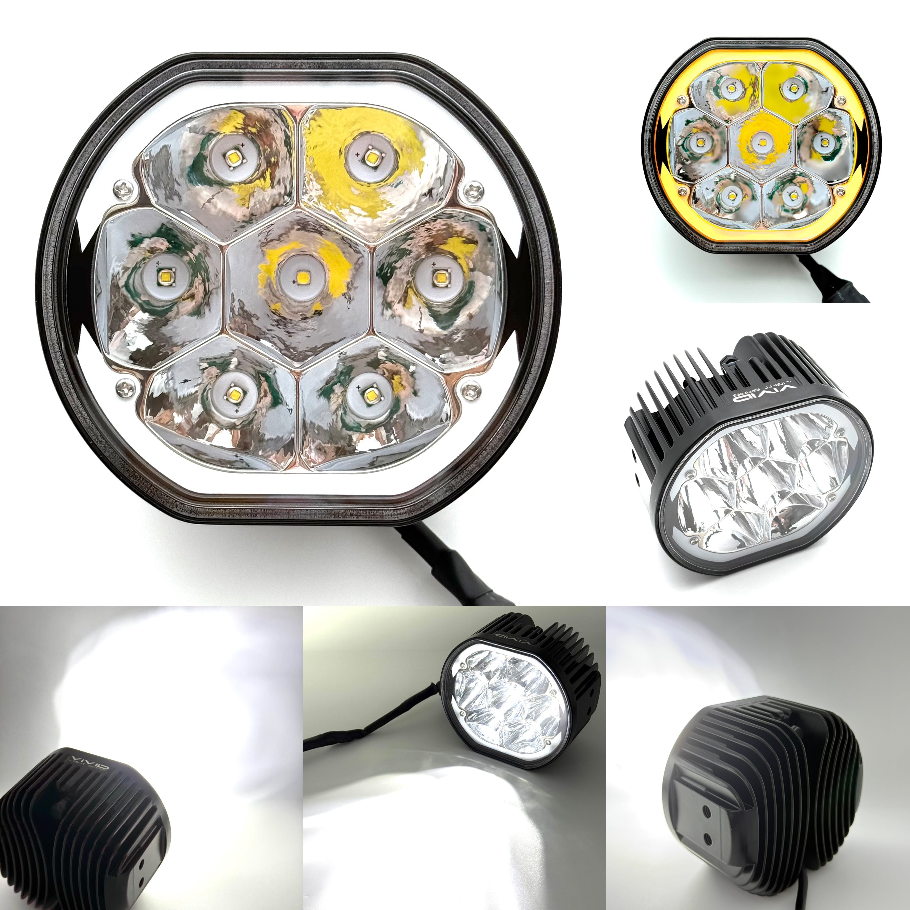 5" 45W Round LED Pod Lights with Amber DRL – Linkable LED Light Bar for Off-Road Truck, 4x4 Jeep, ATV, UTV