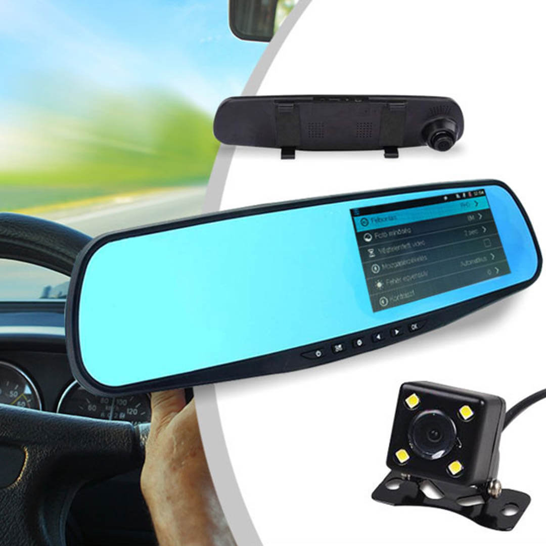 Event recording camera and reversing camera built into the rearview mirror, Hungarian menu